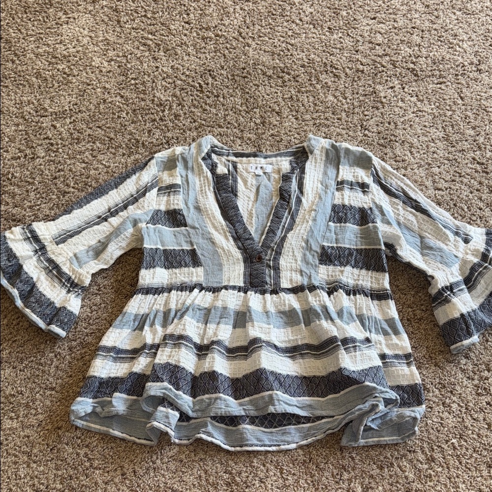THML Anthropologie 100% cotton mixed texture top size small